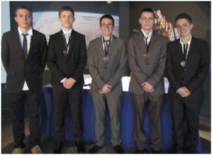 Explorers finalists (from left to right : Pierre Bories, Léopold Combi, Clément Chantebel, Chris de Claverie and Jordan Culeux).